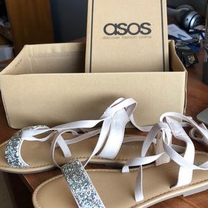 ASOS Design Wide Fit embellished Flat Sandals